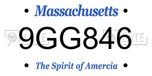 9GG846 Massachusetts License Plate