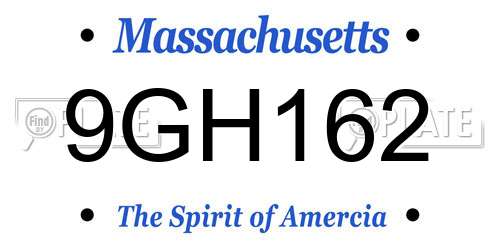 9GH162 Massachusetts License Plate
