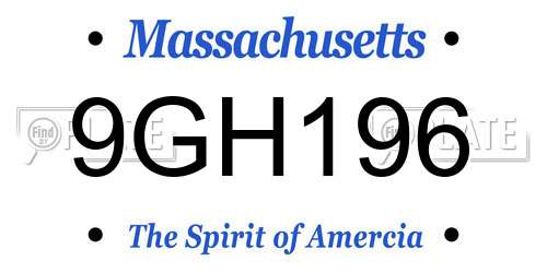 9GH196 Massachusetts License Plate