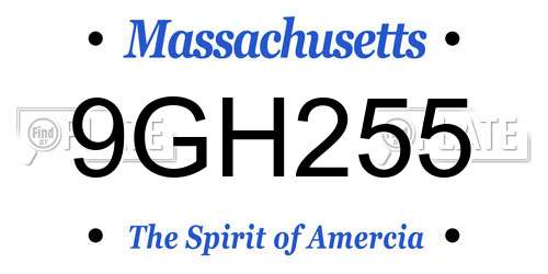 9GH255 Massachusetts License Plate