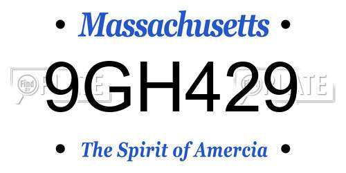 9GH429 Massachusetts License Plate