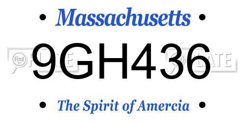 9GH436 Massachusetts License Plate
