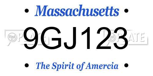9GJ123 Massachusetts License Plate