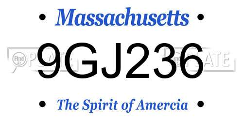 9GJ236 Massachusetts License Plate