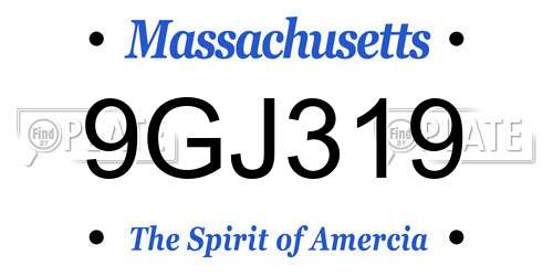 9GJ319 Massachusetts License Plate