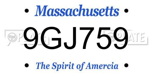 9GJ759 Massachusetts License Plate