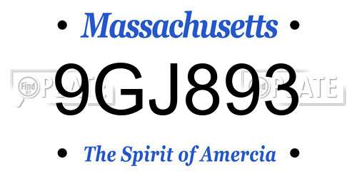 9GJ893 Massachusetts License Plate
