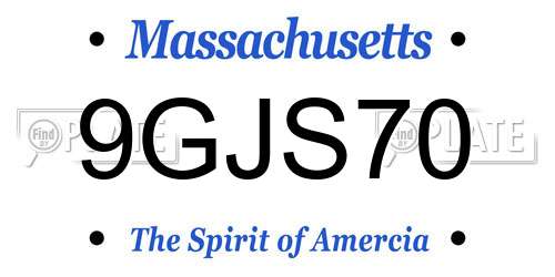 9GJS70 Massachusetts License Plate