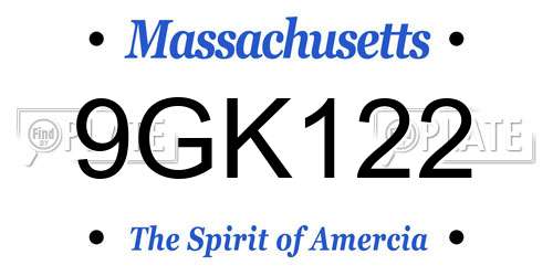 9GK122 Massachusetts License Plate