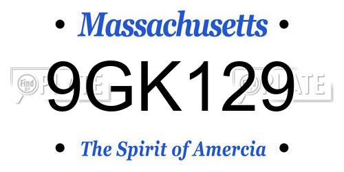 9GK129 Massachusetts License Plate
