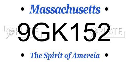 9GK152 Massachusetts License Plate
