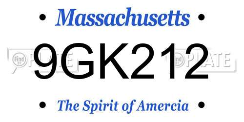 9GK212 Massachusetts License Plate