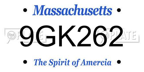 9GK262 Massachusetts License Plate