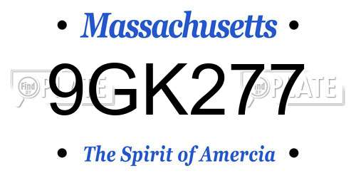 9GK277 Massachusetts License Plate