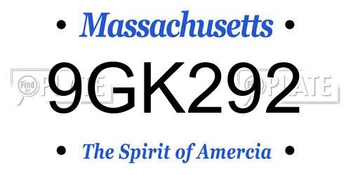9GK292 Massachusetts License Plate