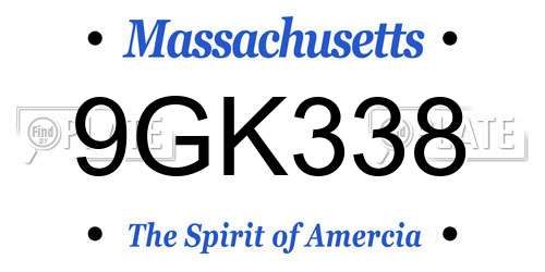 9GK338 Massachusetts License Plate