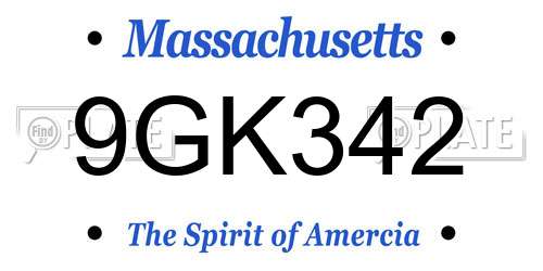 9GK342 Massachusetts License Plate