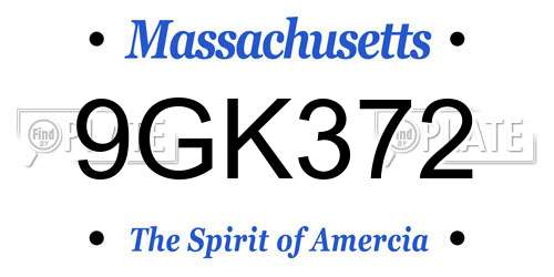 9GK372 Massachusetts License Plate