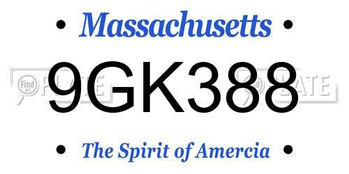 9GK388 Massachusetts License Plate
