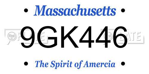 9GK446 Massachusetts License Plate