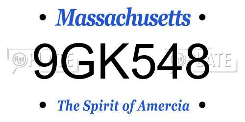 9GK548 Massachusetts License Plate
