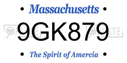 9GK879 Massachusetts License Plate