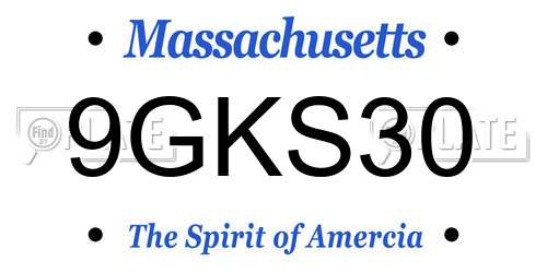 9GKS30 Massachusetts License Plate