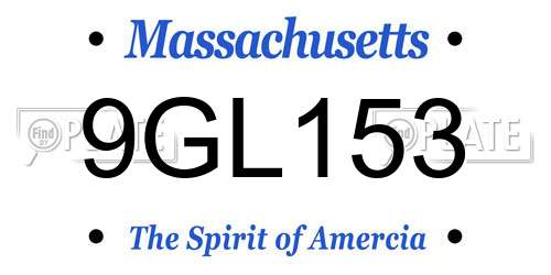 9GL153 Massachusetts License Plate