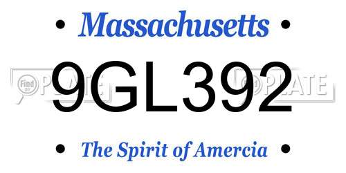 9GL392 Massachusetts License Plate