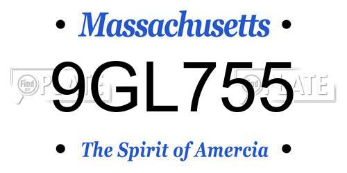 9GL755 Massachusetts License Plate