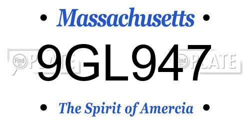 9GL947 Massachusetts License Plate