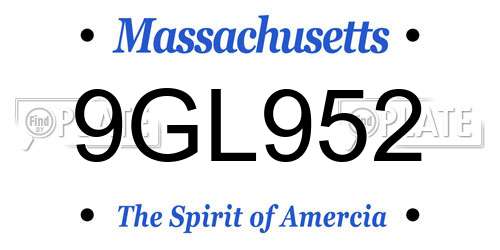 9GL952 Massachusetts License Plate