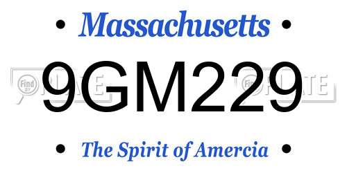 9GM229 Massachusetts License Plate