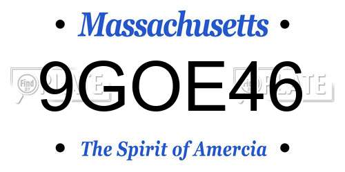9GOE46 Massachusetts License Plate