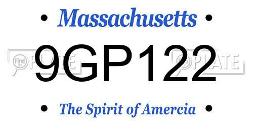 9GP122 Massachusetts License Plate