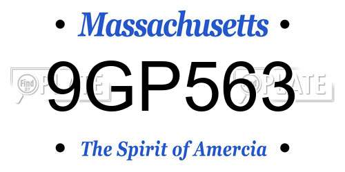 9GP563 Massachusetts License Plate