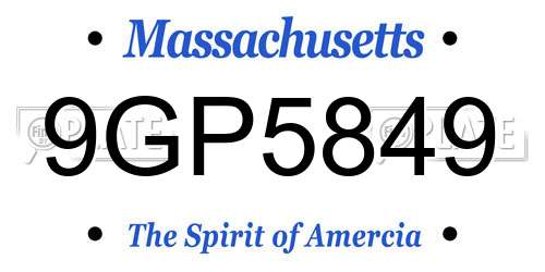 9GP5849 Massachusetts License Plate