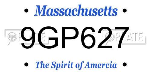 9GP627 Massachusetts License Plate