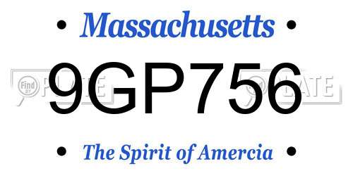 9GP756 Massachusetts License Plate