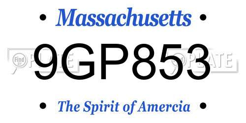 9GP853 Massachusetts License Plate