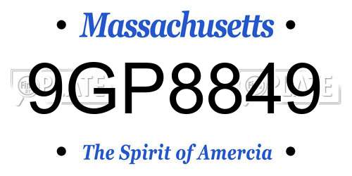 9GP8849 Massachusetts License Plate