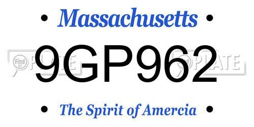9GP962 Massachusetts License Plate