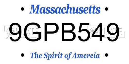 9GPB549 Massachusetts License Plate
