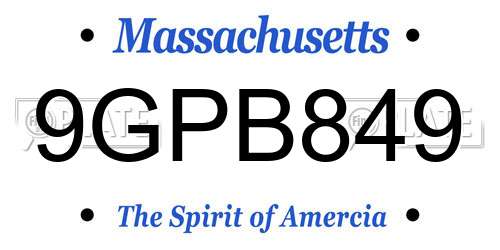 9GPB849 Massachusetts License Plate