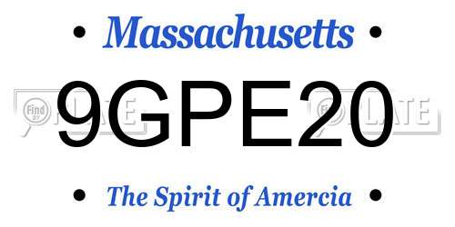 9GPE20 Massachusetts License Plate