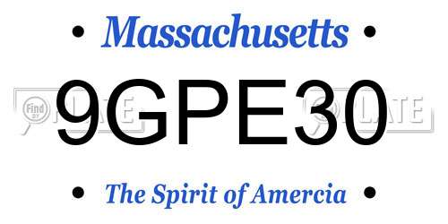 9GPE30 Massachusetts License Plate