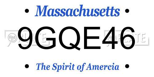 9GQE46 Massachusetts License Plate