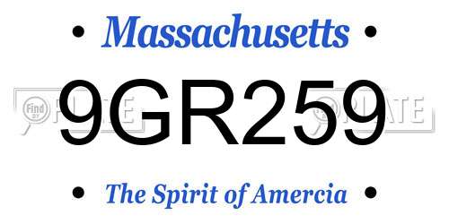 9GR259 Massachusetts License Plate