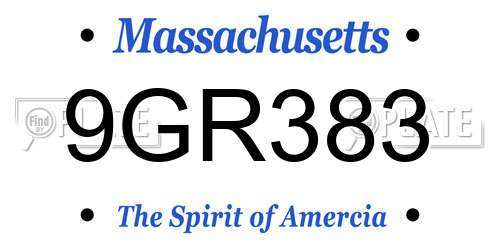 9GR383 Massachusetts License Plate