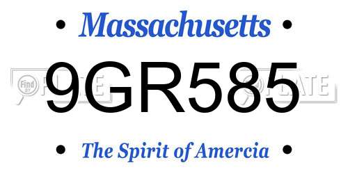 9GR585 Massachusetts License Plate